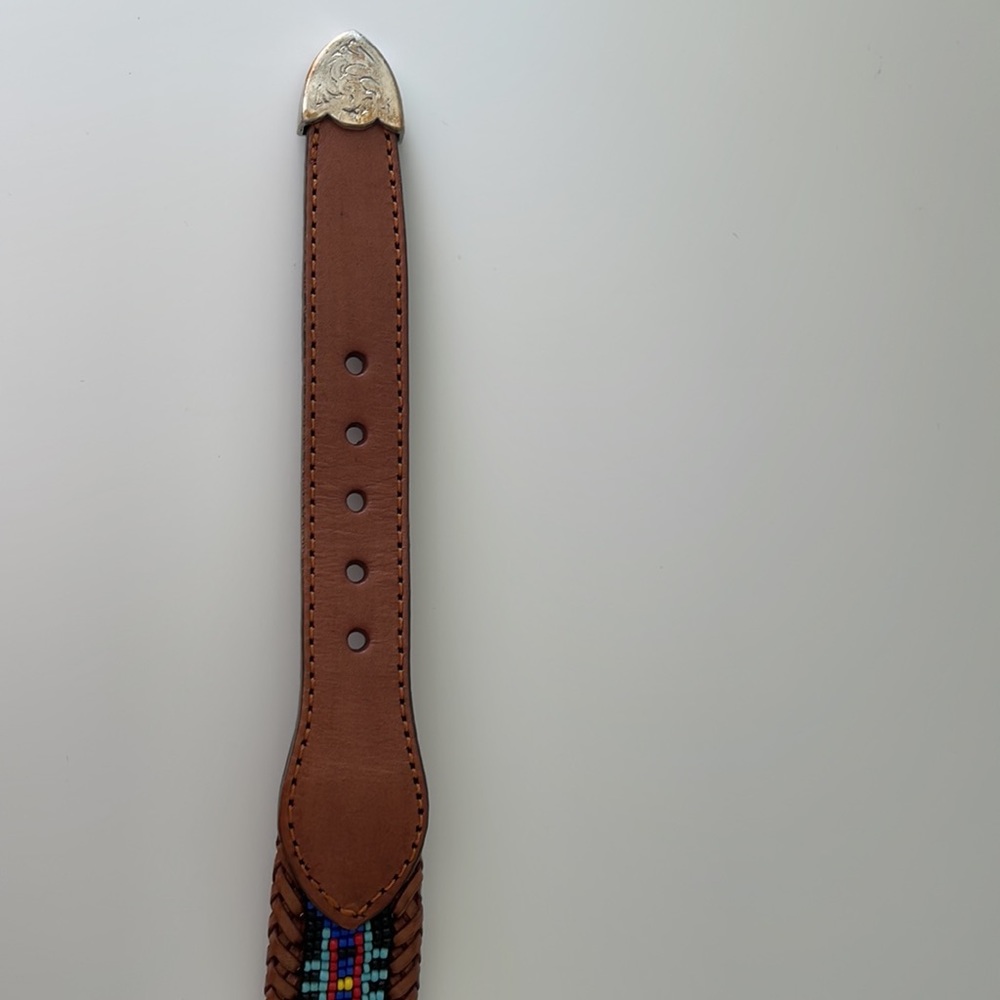 Eddie Bauer 1993 Brown  Leather Beaded Western Belt Size 30 - Picture 14 of 16